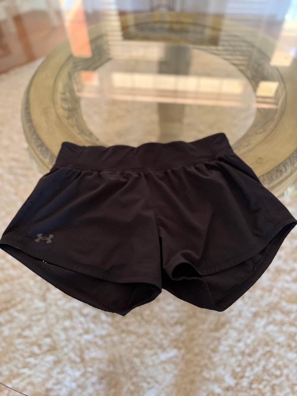 Under Armour Womens Black Speedpocket Shorts Size Medium Running Workout